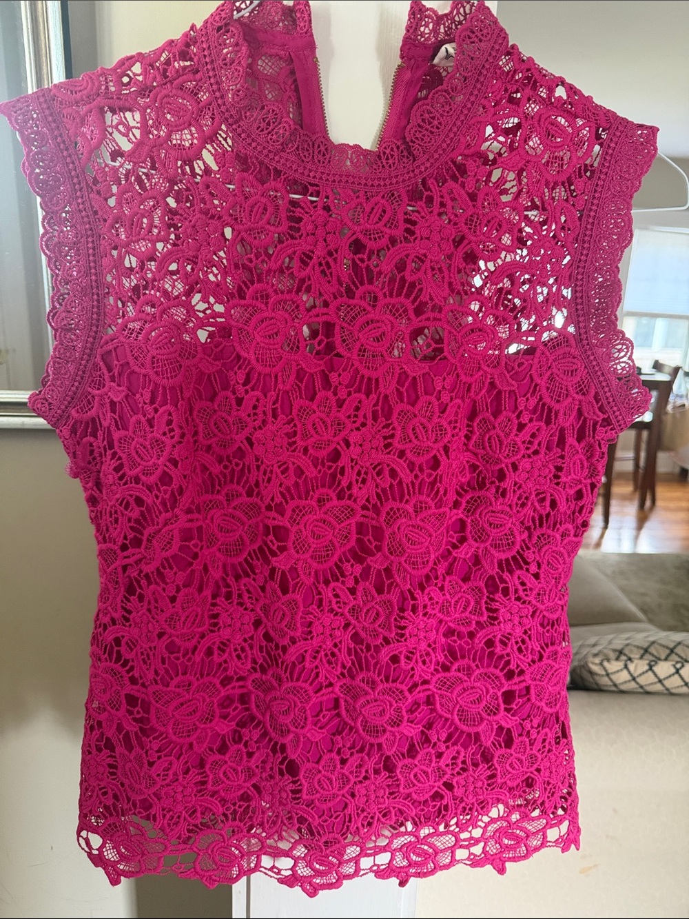 Nanette Lepore Pink Floral Lace Sleeveless Top